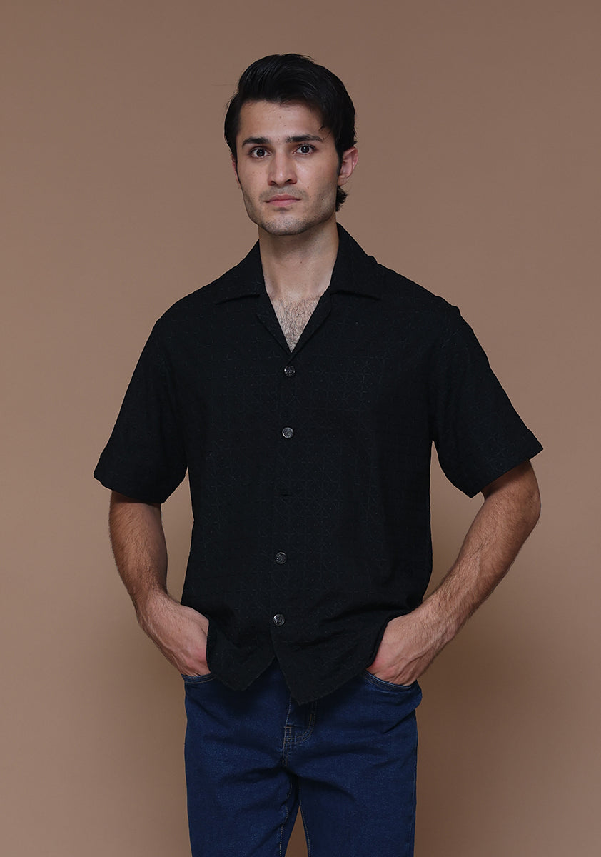 Schiffli Cotton Tap Shoe Cuban Shirt