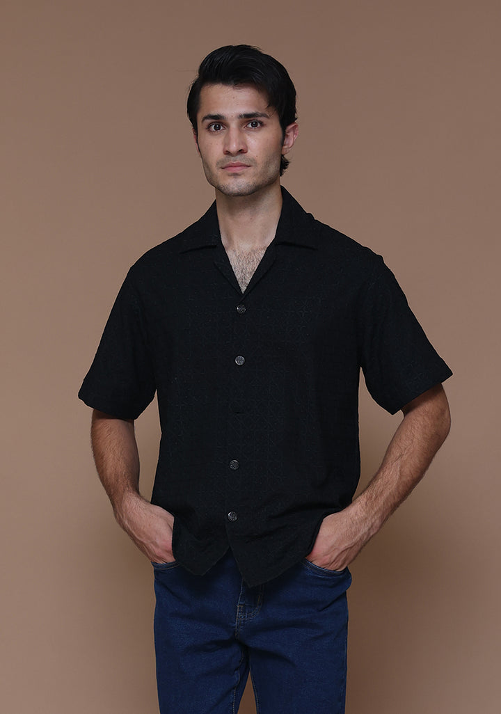 Schiffli Cotton Tap Shoe Cuban Shirt