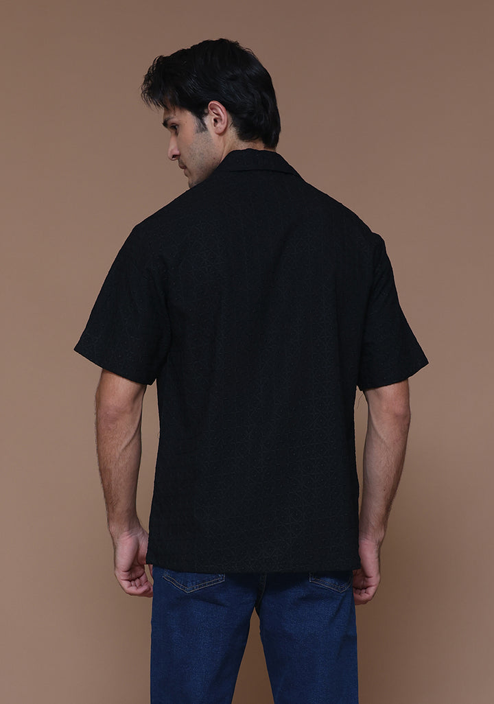 Schiffli Cotton Tap Shoe Cuban Shirt