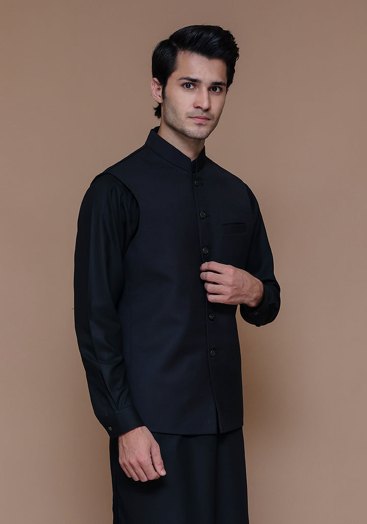Basic Suiting Black Traditional Slightly Defected Waistcoat