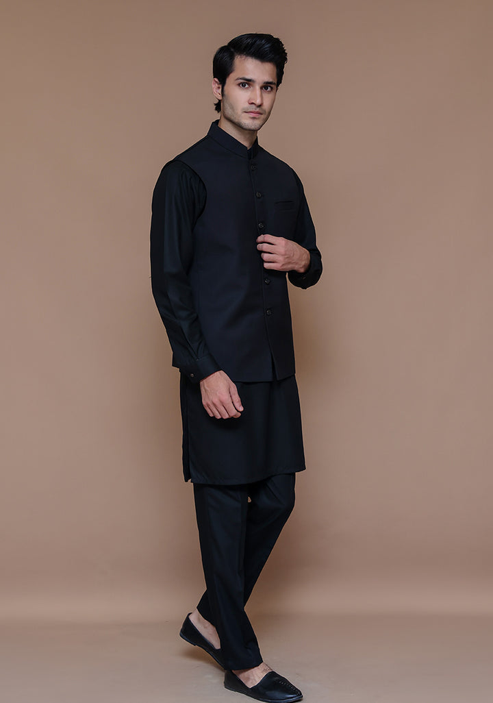 Basic Suiting Black Traditional Slightly Defected Waistcoat