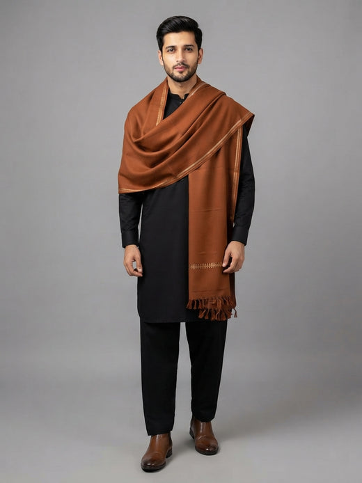 Basic Woolen Caramel Caf Traditional Shawl