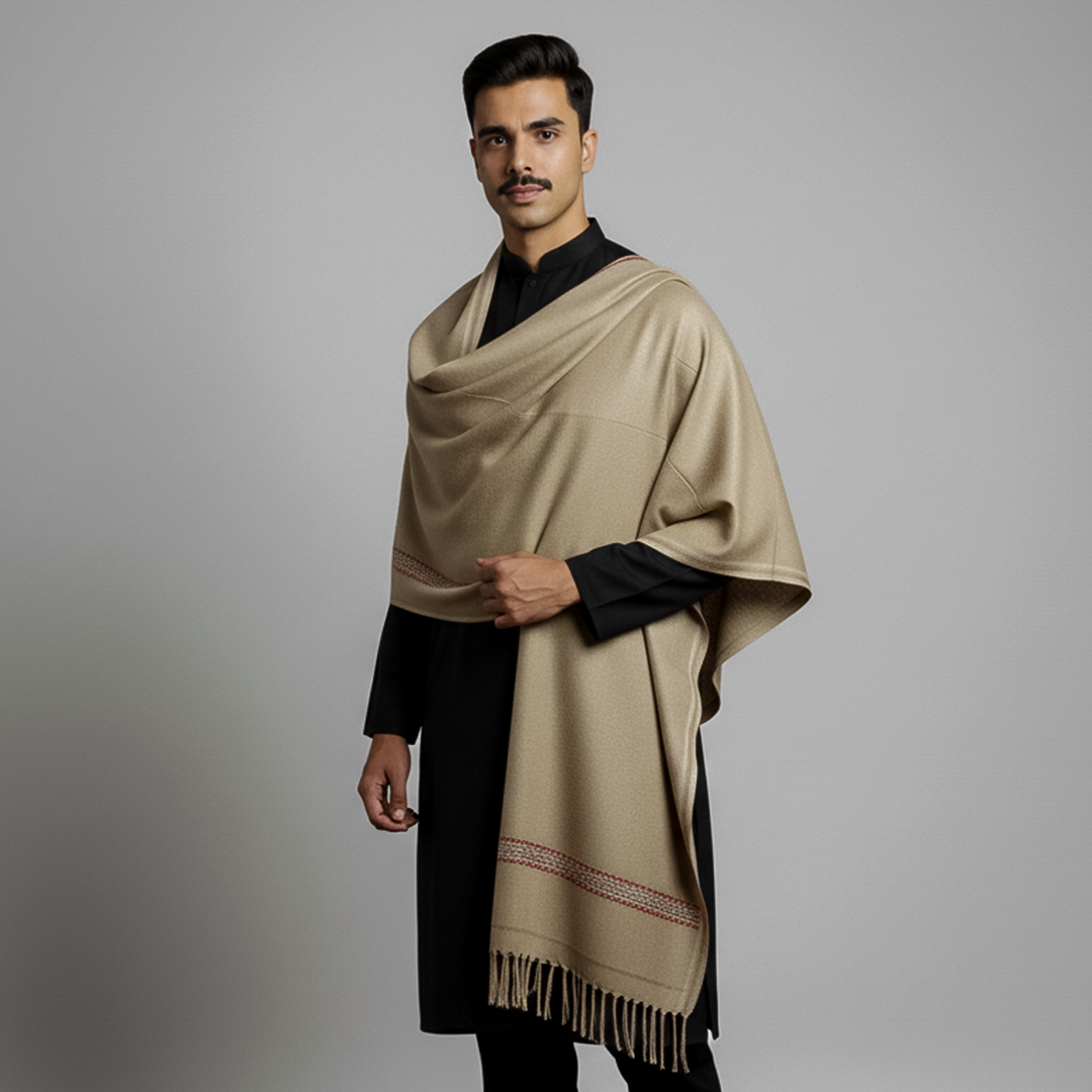 Basic Woolen Chino Green Traditional Shawl