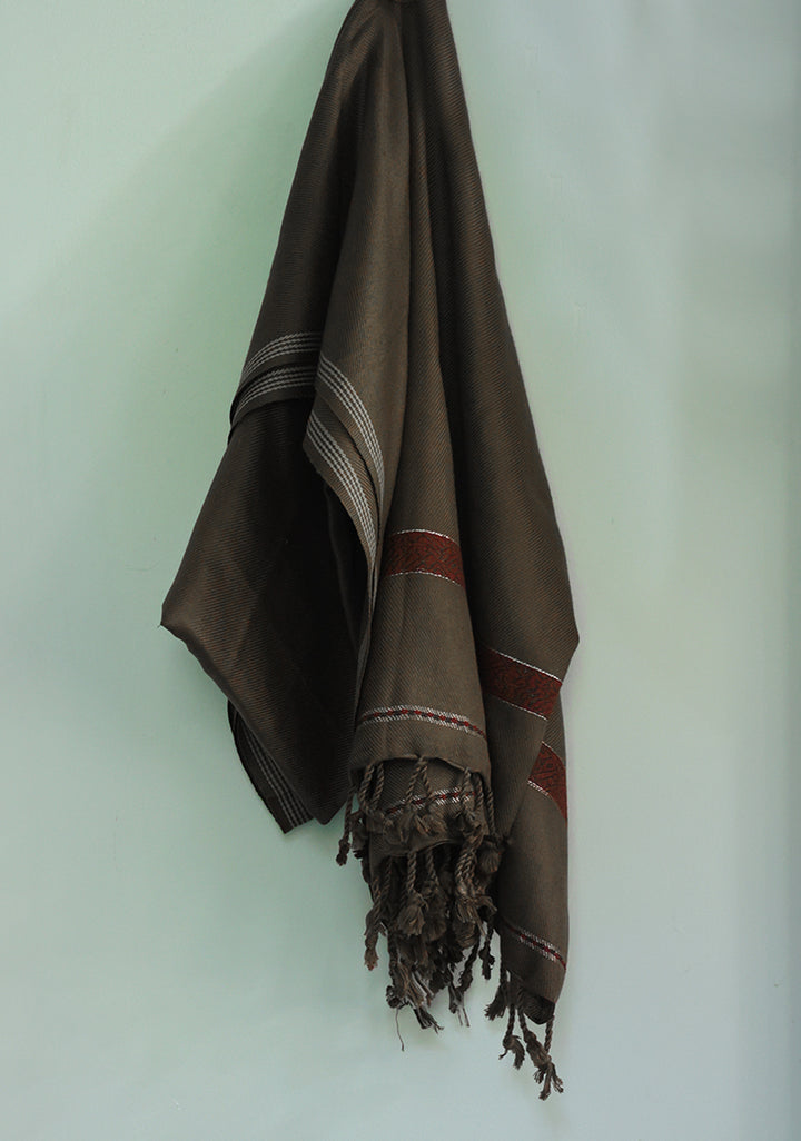 Woolen Dark Olive Signature Shawl