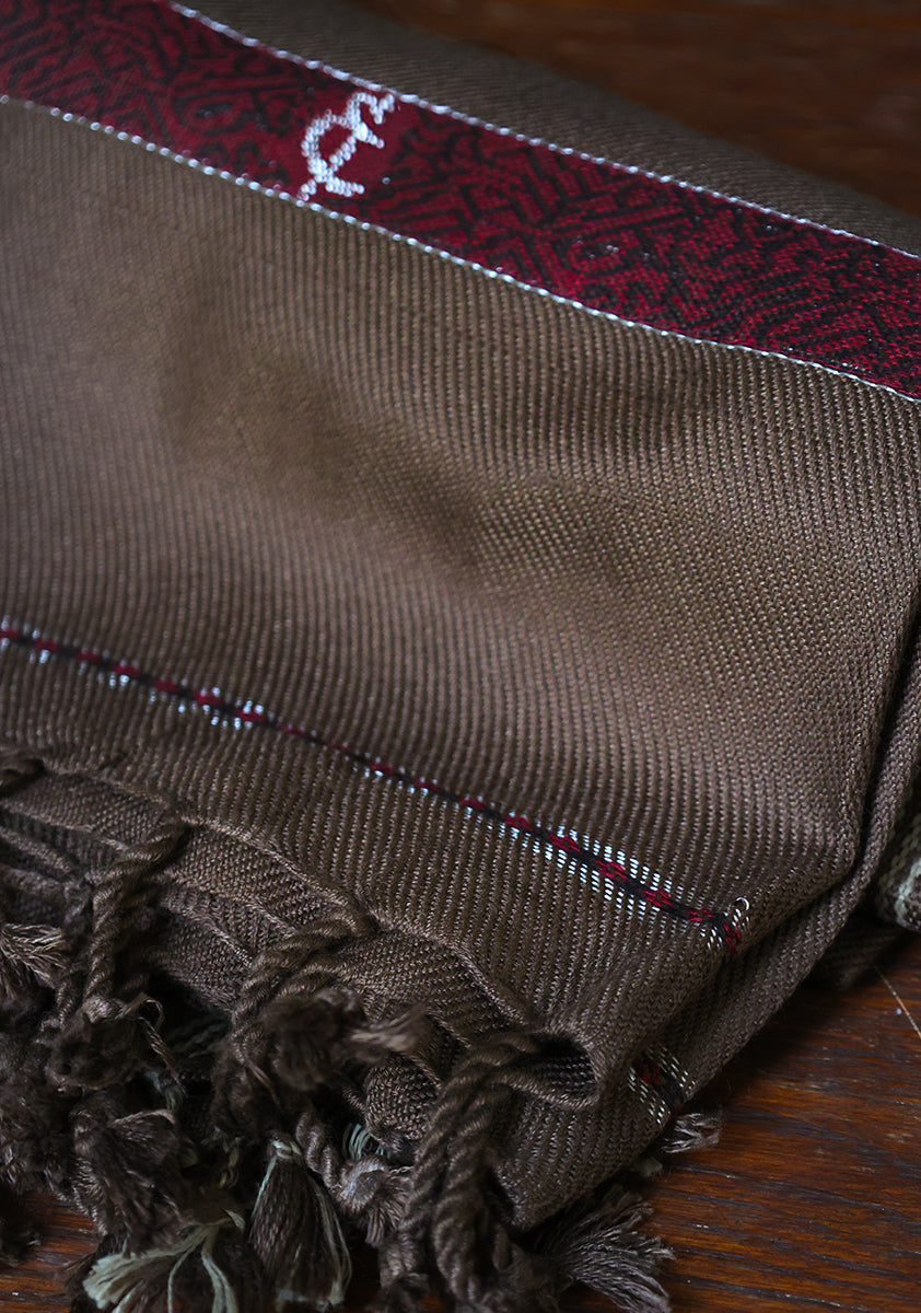 Woolen Dark Olive Signature Shawl