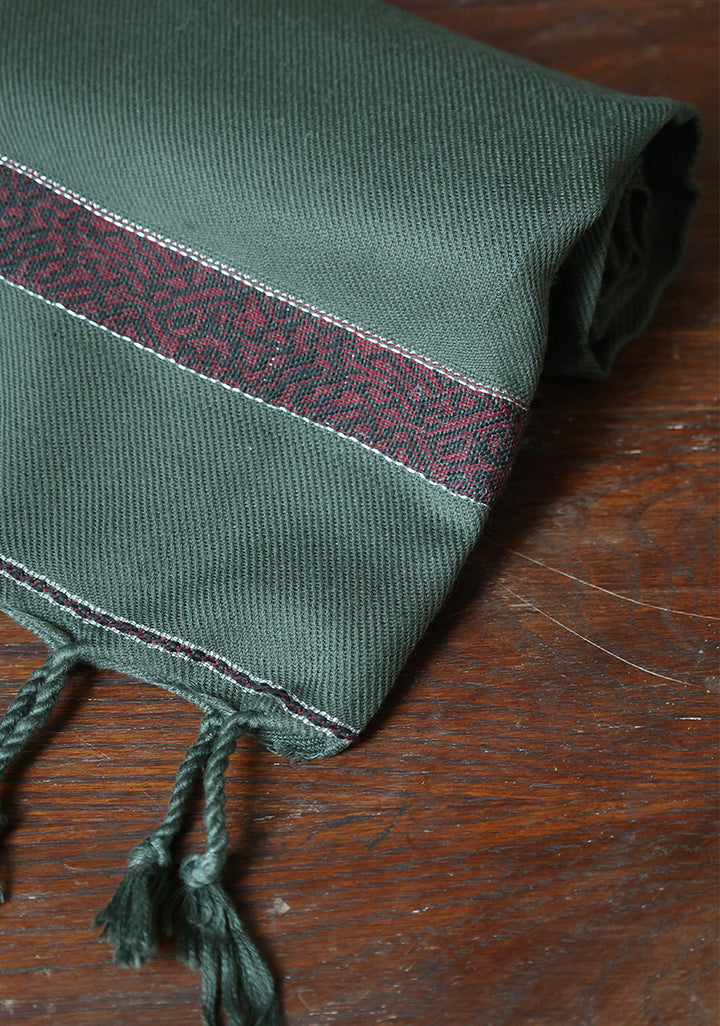 Woolen Olive Green Signature Shawl