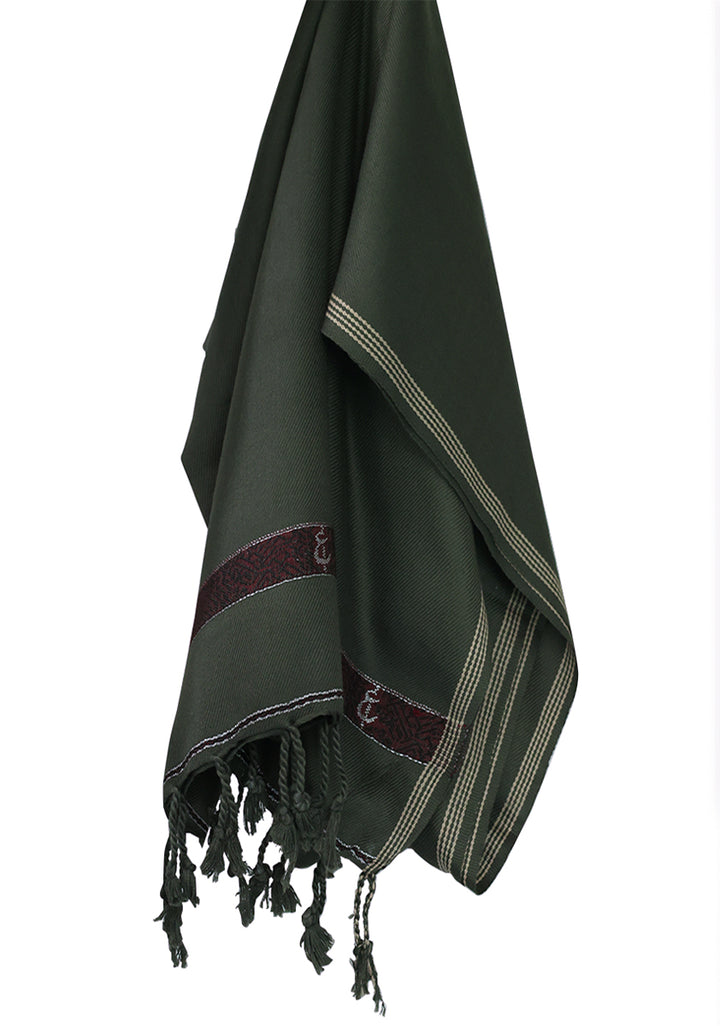 Woolen Olive Green Signature Shawl