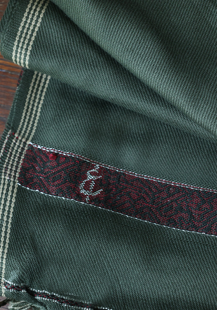 Woolen Olive Green Signature Shawl