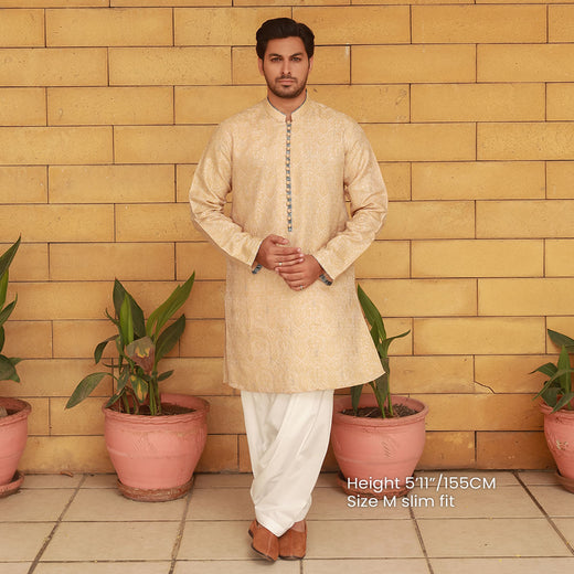 Beige Couture Embroidered Kurta