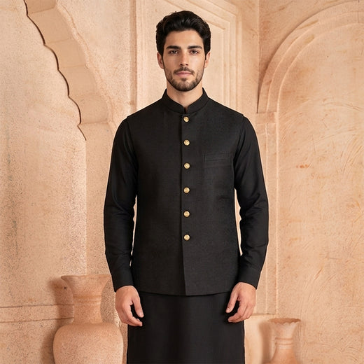 Premium Jamawar Tap Shoe Traditional Waistcoat