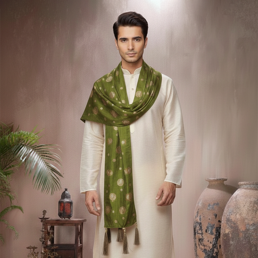 Chiffon Mehndi Green Stole