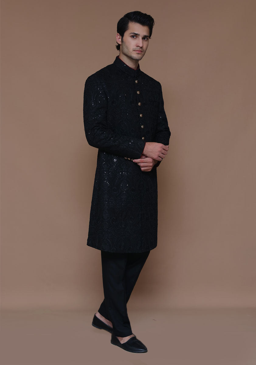 Cotton Net Tap Shoe Traditional Embroidered Couture Sherwani