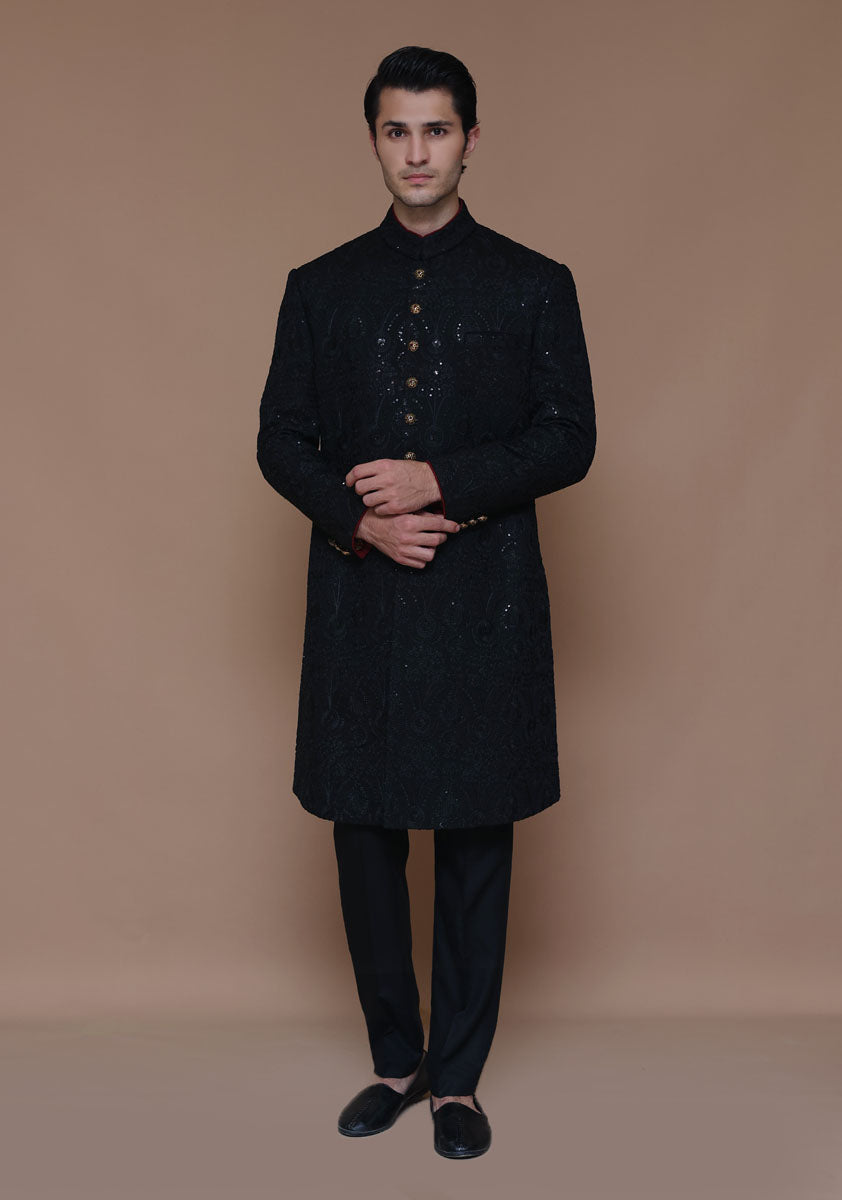 Cotton Net Tap Shoe Traditional Embroidered Couture Sherwani