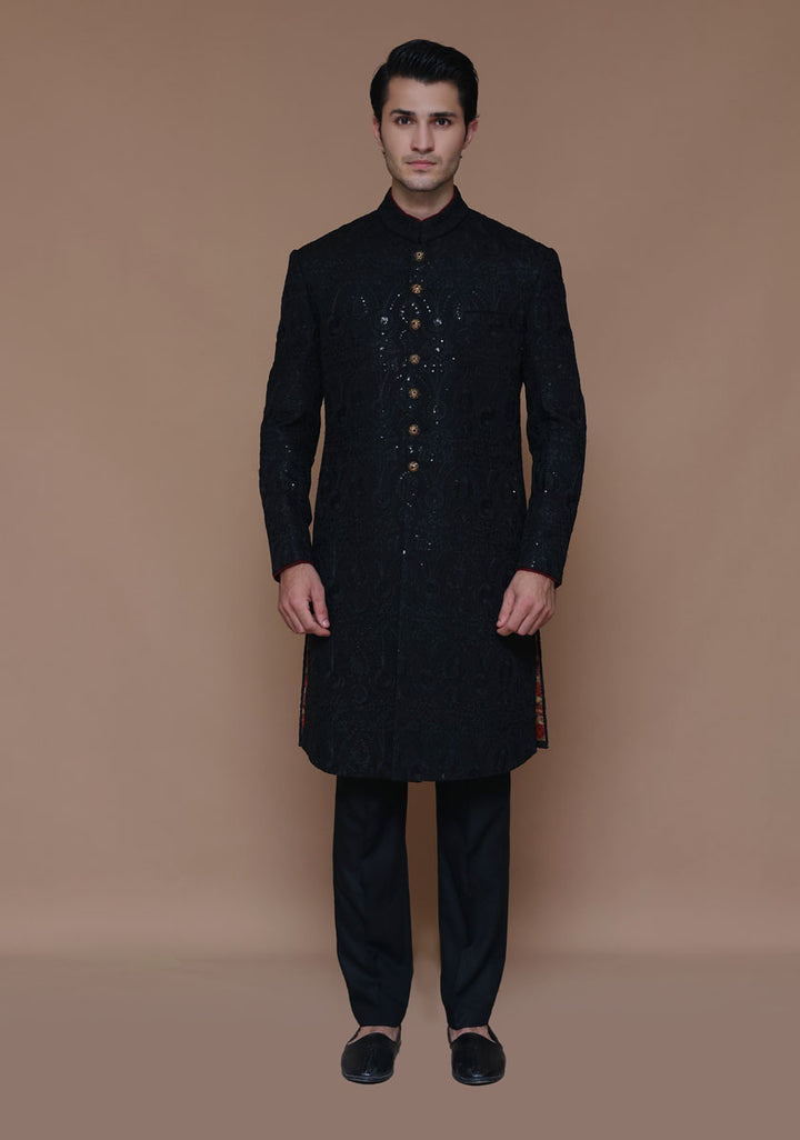 Cotton Net Tap Shoe Traditional Embroidered Couture Sherwani