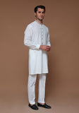 Classic Cotton Silk Cloud Dancer Slim Fit Embroidered Suit