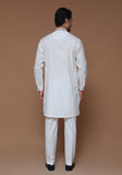 Classic Cotton Silk Cloud Dancer Slim Fit Embroidered Suit