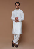 Classic Cotton Silk Cloud Dancer Slim Fit Embroidered Suit