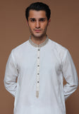 Classic Cotton Silk Cloud Dancer Slim Fit Embroidered Suit