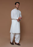 Classic Cotton Silk Cloud Dancer Slim Fit Embroidered Suit