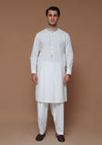 Classic Cotton Silk Cloud Dancer Slim Fit Embroidered Suit