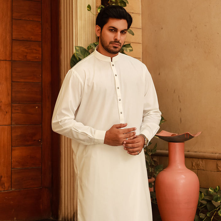 Classic Fit Band Collar Plain Suit