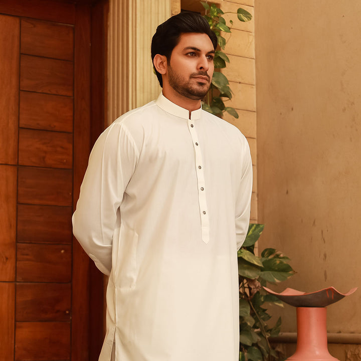 Classic Fit Band Collar Plain Suit