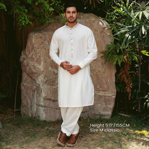 Classic Fit Emb Band Collar Suit