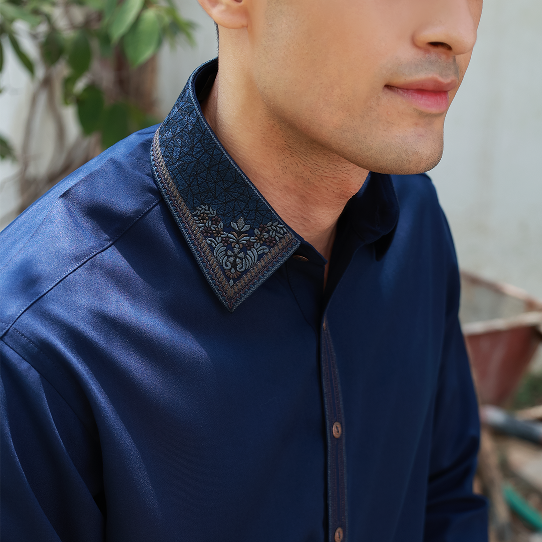 Classic Fit Emb Shirt Collar Suit