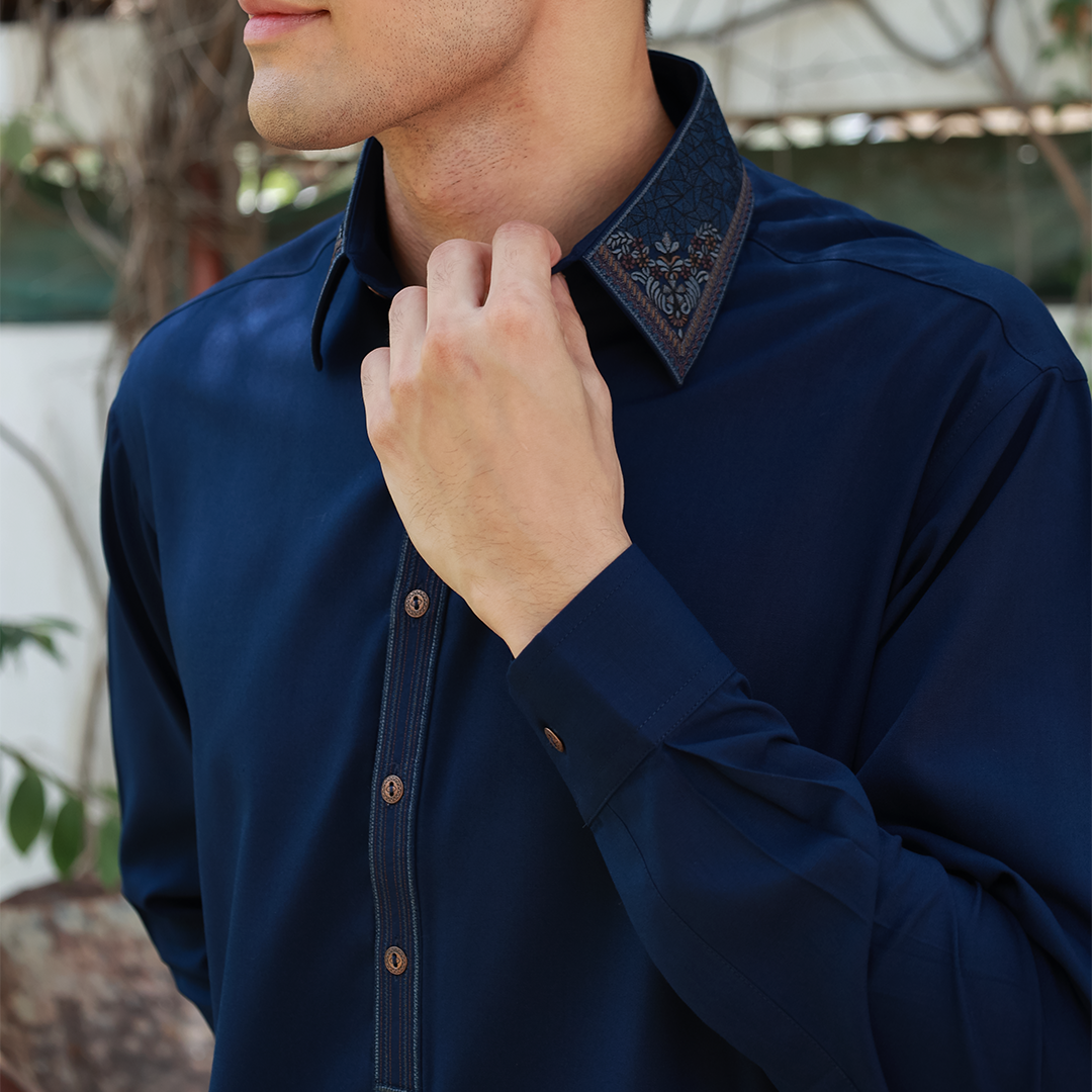 Classic Fit Emb Shirt Collar Suit