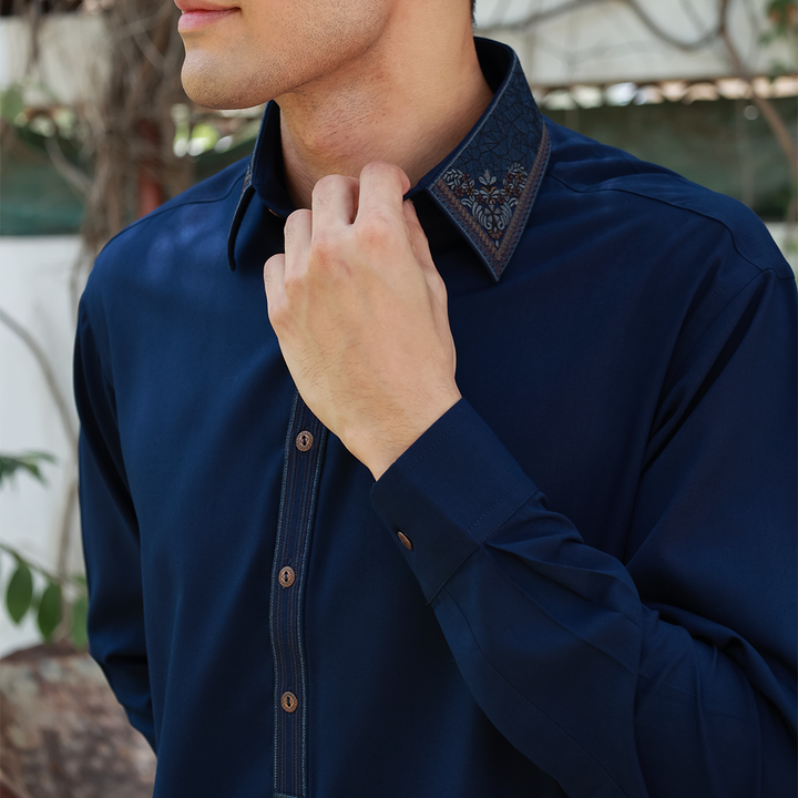 Classic Fit Emb Shirt Collar Suit