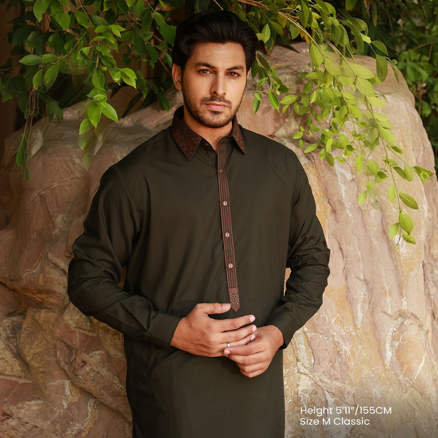 Classic Fit Emb Shirt Collar Suit