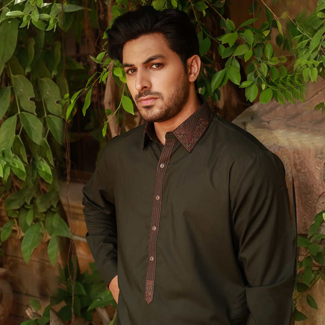 Classic Fit Emb Shirt Collar Suit
