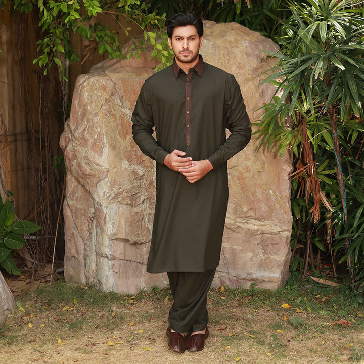 Classic Fit Emb Shirt Collar Suit