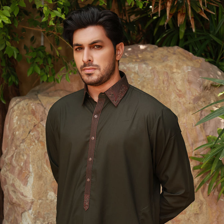 Classic Fit Emb Shirt Collar Suit