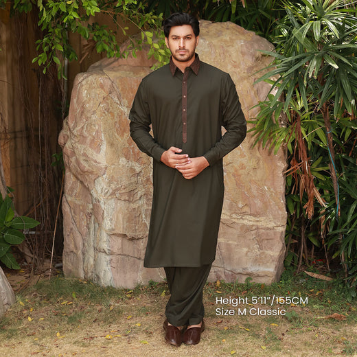 Classic Fit Emb Shirt Collar Suit
