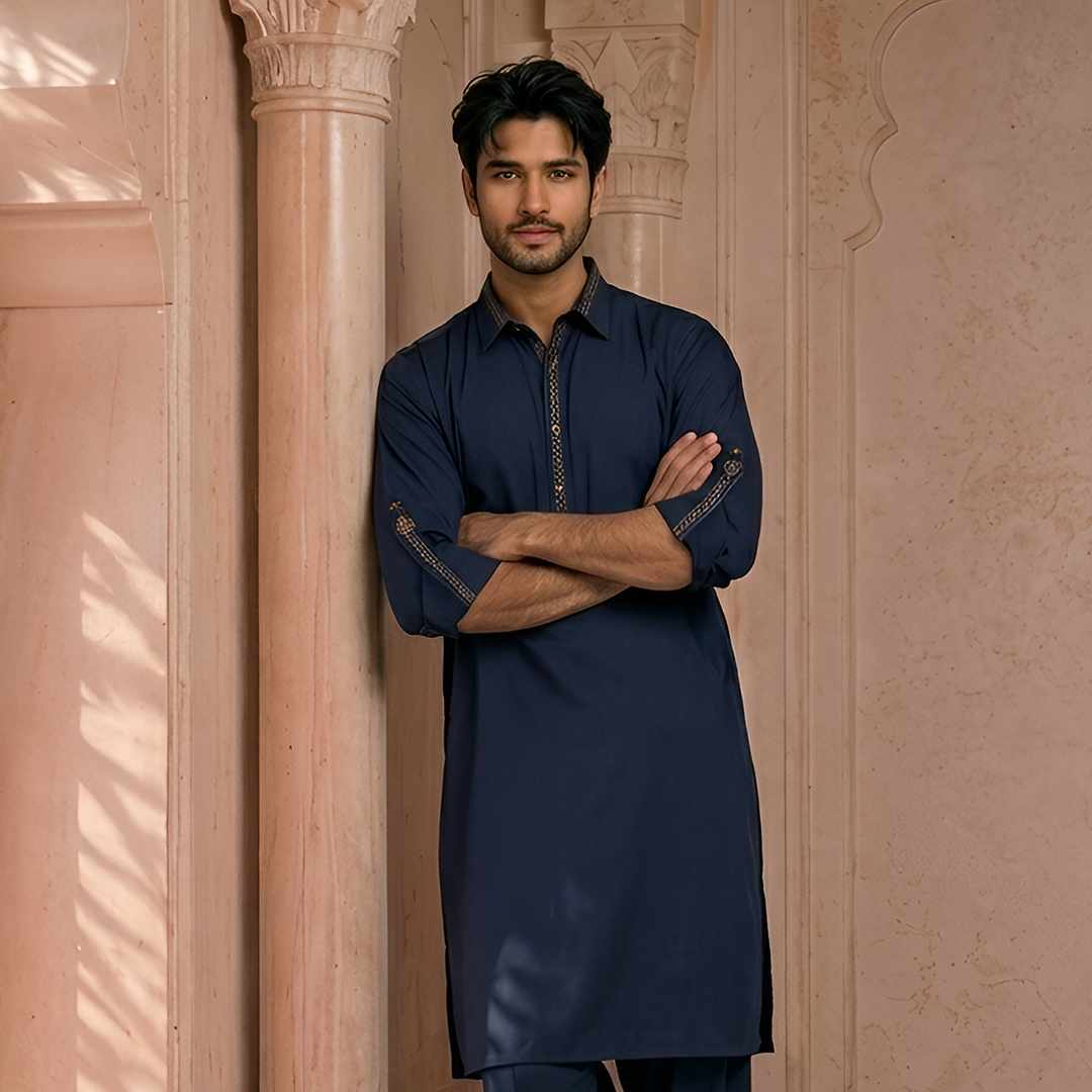 Classic Fit Emb Shirt Collar Suit
