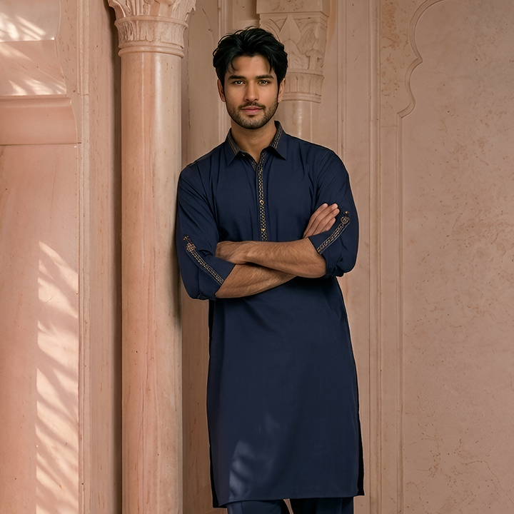 Classic Fit Emb Shirt Collar Suit