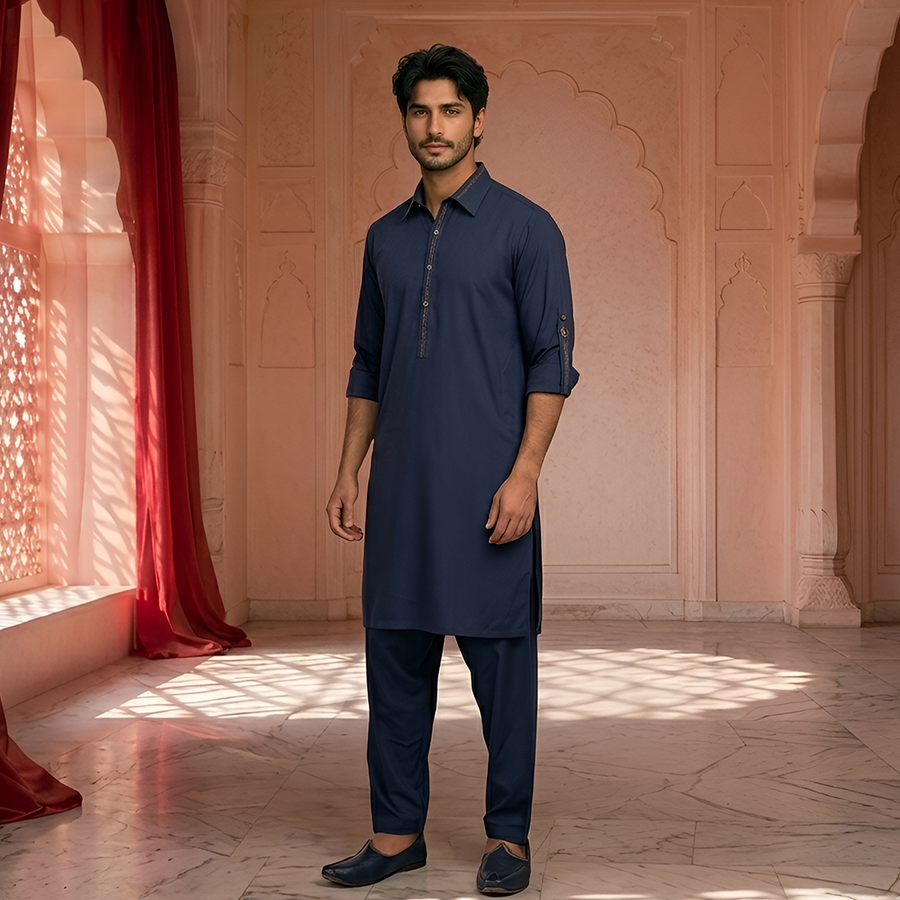 Classic Fit Emb Shirt Collar Suit