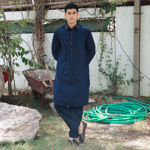 Classic Fit Emb Shirt Collar Suit