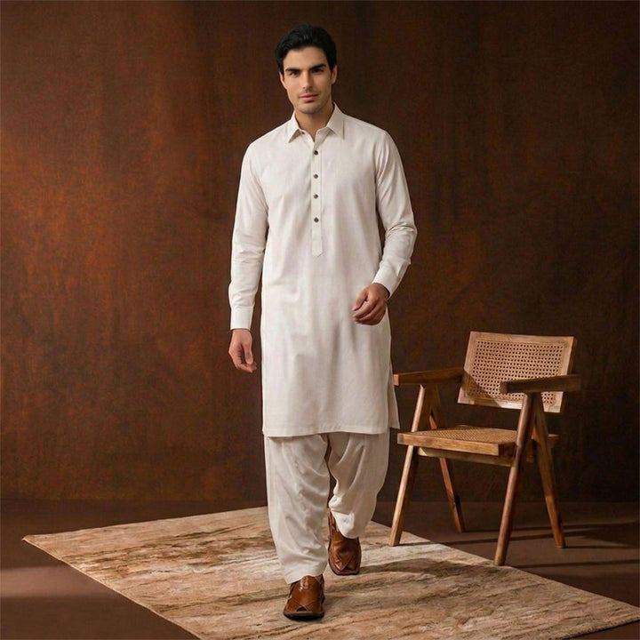 Classic Fit Shirt Collar Plain Kameez Shalwar