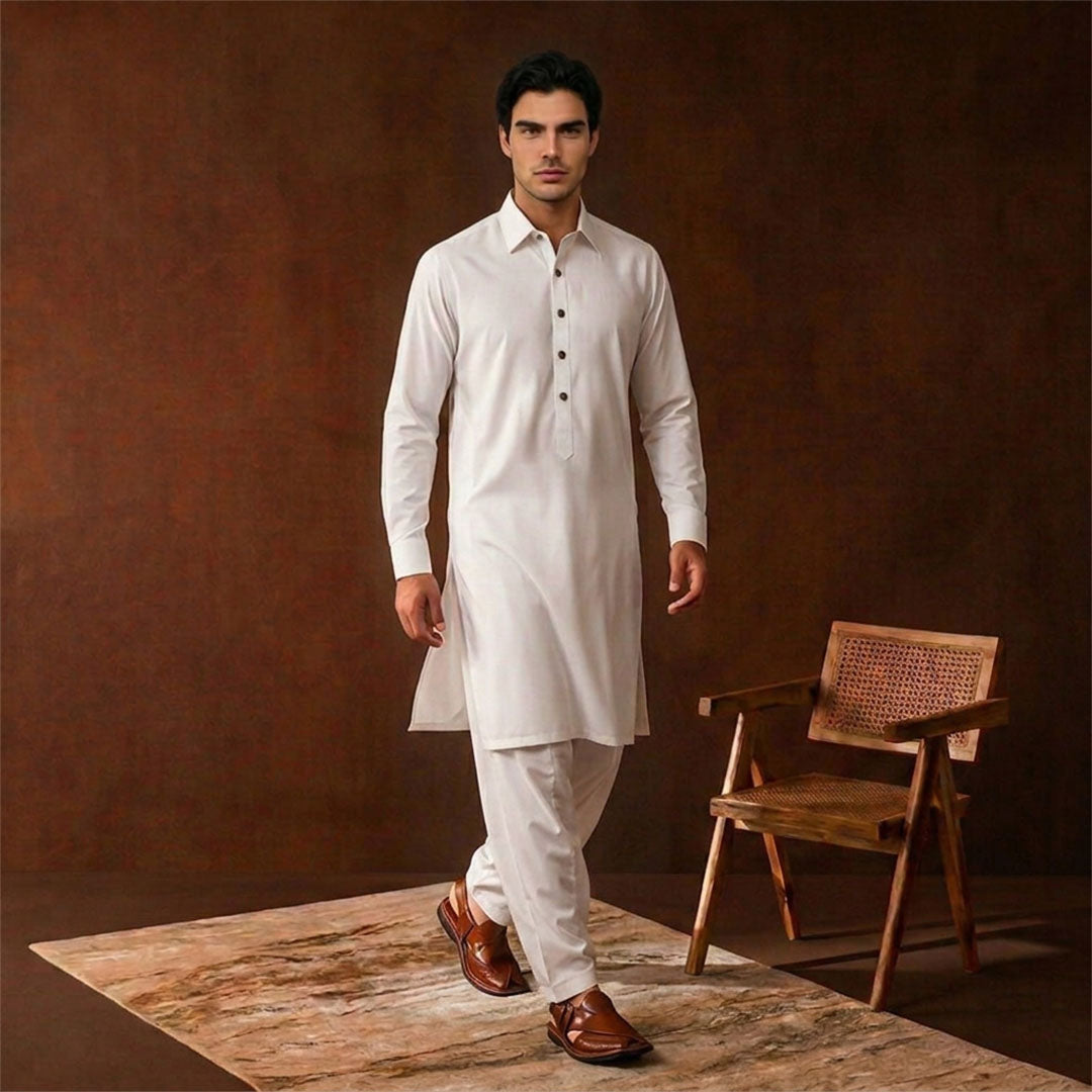 Classic Fit Shirt Collar Plain Kameez Shalwar