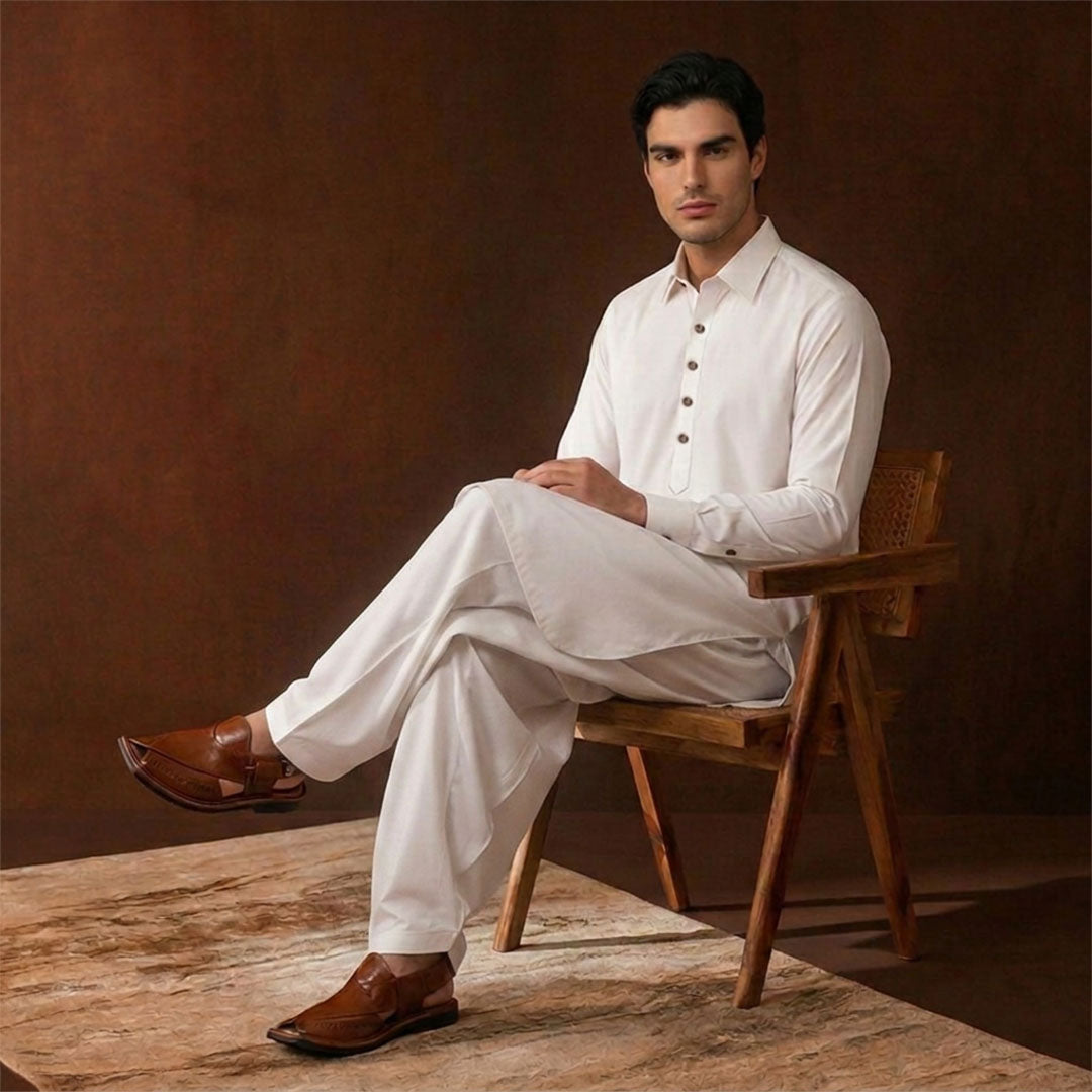 Classic Fit Shirt Collar Plain Kameez Shalwar