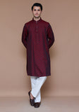 Classic Jamawar Maroon Classic Fit Kurta