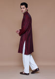 Classic Jamawar Maroon Classic Fit Kurta