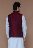 Classic Jamawar Maroon Traditional Waistcoat