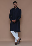 Classic Jamawar Navy Blazer Classic Fit Kurta