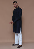 Classic Jamawar Navy Blazer Classic Fit Kurta