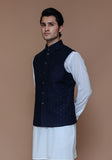 Classic Jamawar Navy Blazer Traditional Waistcoat