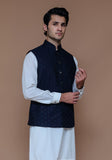 Classic Jamawar Navy Blazer Traditional Waistcoat