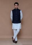 Classic Jamawar Navy Blazer Traditional Waistcoat